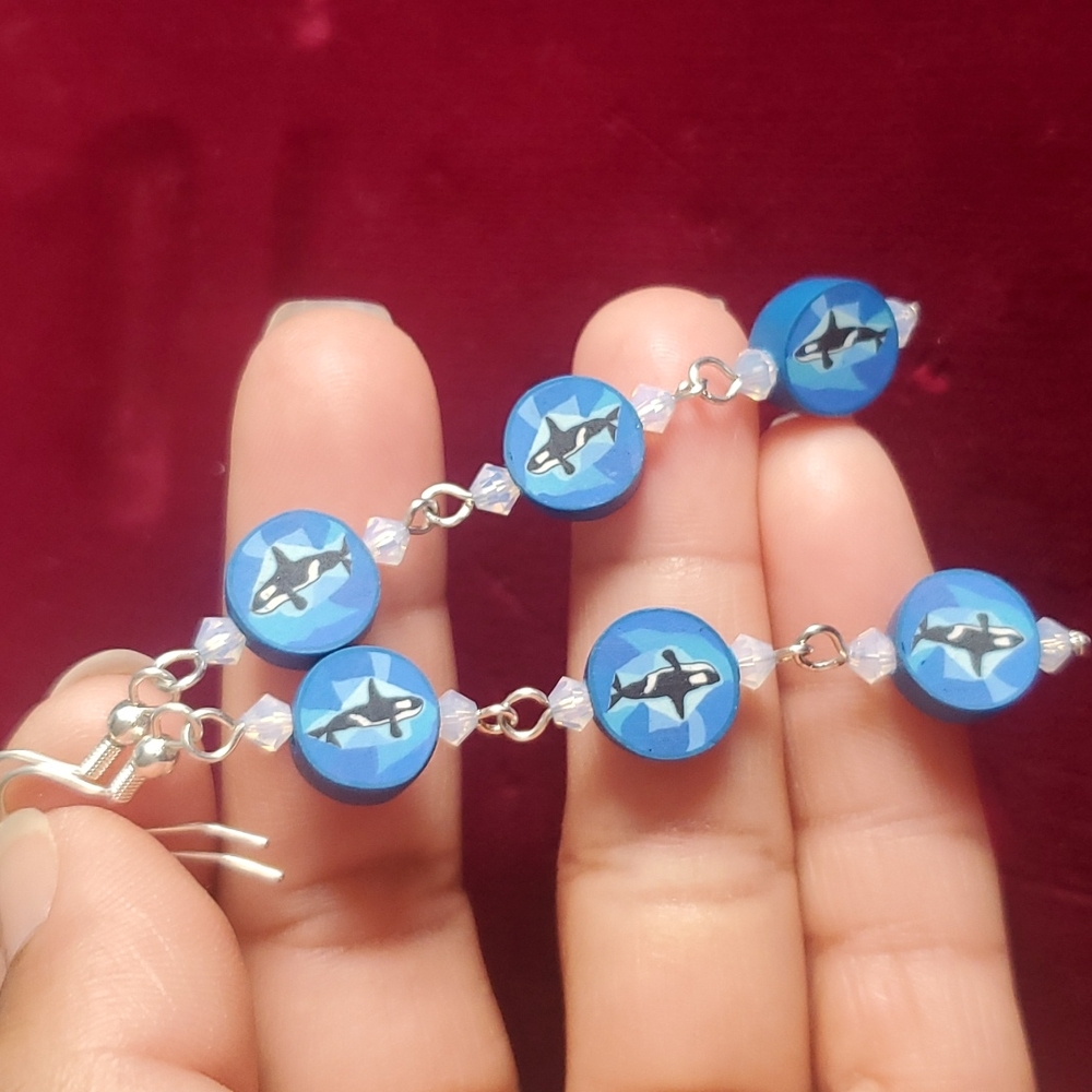 Blue Soft Orca Beats Earrings .